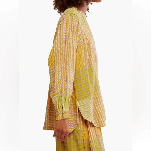 Free People NWT Night After Night 100% Cotton Button-Up Pajama Shirt large - Picture 9 of 14